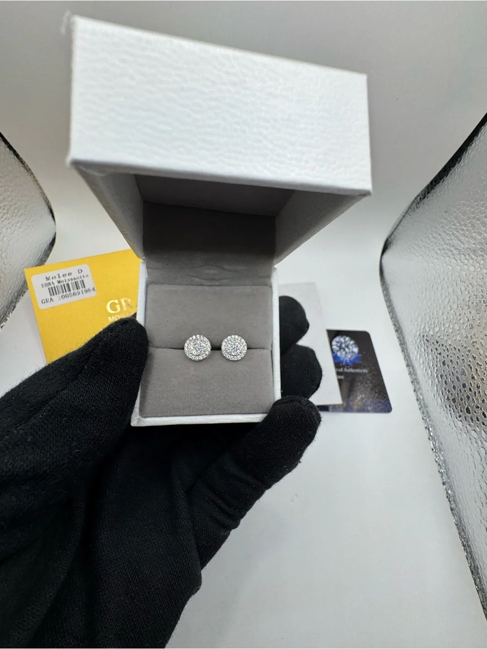 S925 silver moissanite earrings VVS1 GRA certified